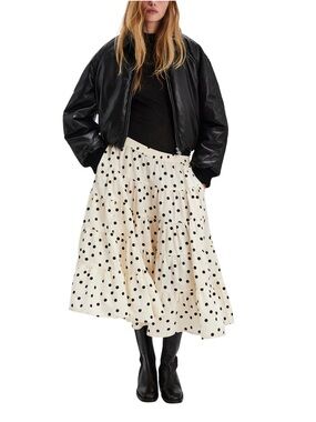 NWOT Free People Women's Full Swing Printed Tiered Midi Skirt Size L